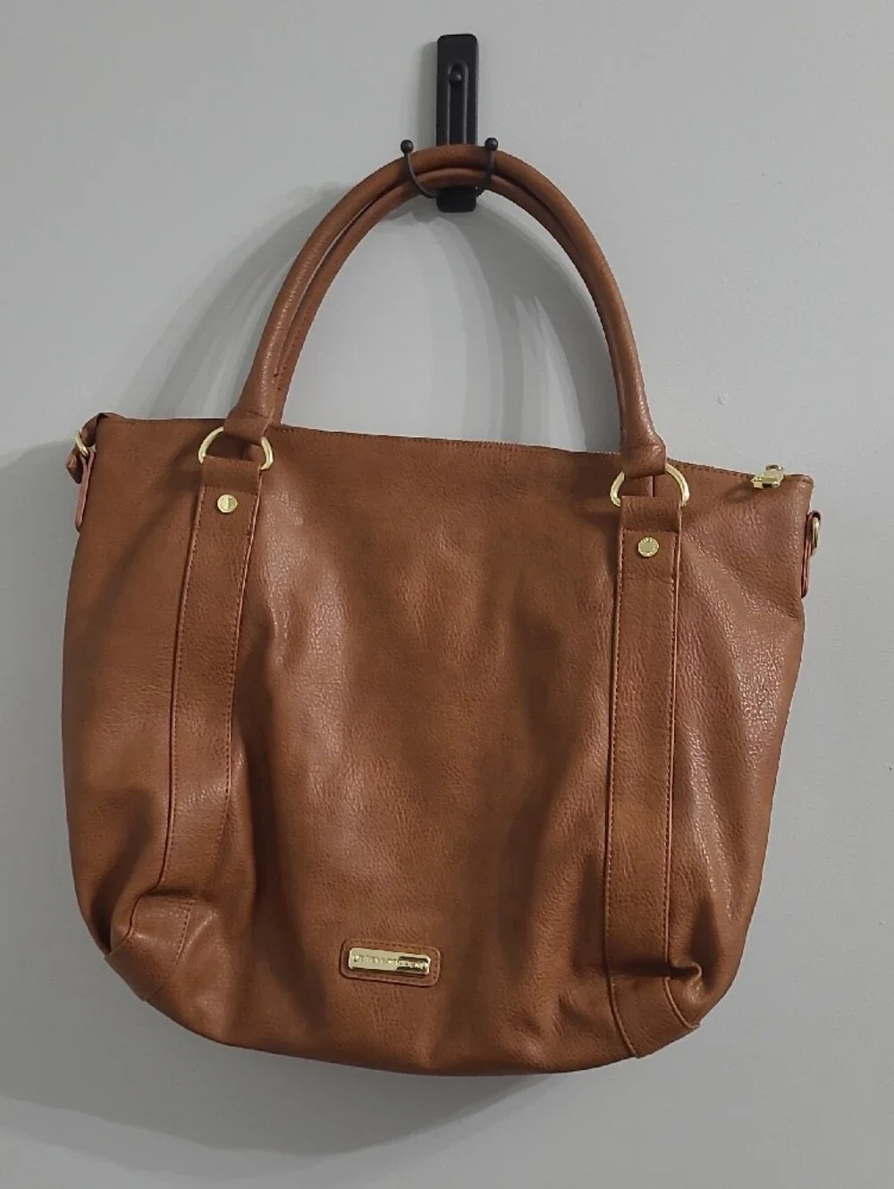 Classic Tan Tote Handbag with Tassel Accent